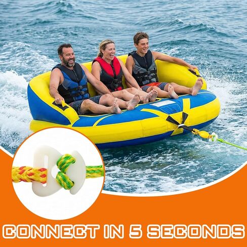Soulchen 2 Pcs Boat Tube Towable Rope Quick Connector Water Sports Tow Connector with Float & Stainless Steel Joint - 6000lbs Breaking Strength, Ideal for Towables, Wakeboards & Ski Tubes in Saudi Arabia