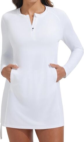 Baleaf Rash Guard للنساء قميص سباحة طويل الأكمام بعامل حماية من الأشعة فوق البنفسجية 50+ ملابس سباحة للنساء مع جيب الكنغر in Kuwait