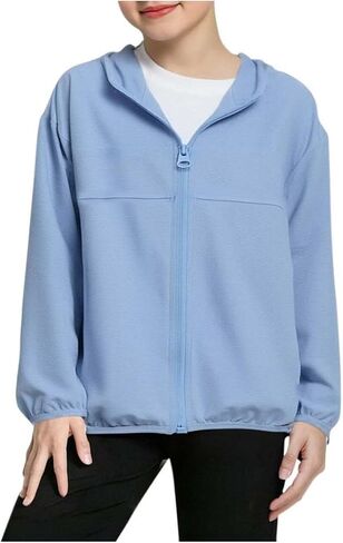 Sun Shirts for Girls Lightweight Zip Up UPF 50+ Sun Protection Hoodie Jackets SPF UV Shirt Summer Going Out Clothes in Saudi Arabia
