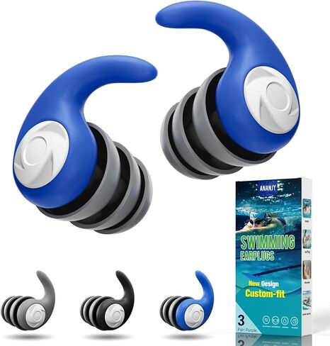 Waterproof Swimming Ear Plugs for Adults - 3 Pairs of Reusable Soft Silicone Swim Earplugs,Perfect for Surfing, Diving,Pool,Showering and Other Water Sports - Keep Water Out and Ear Protection in Saudi Arabia