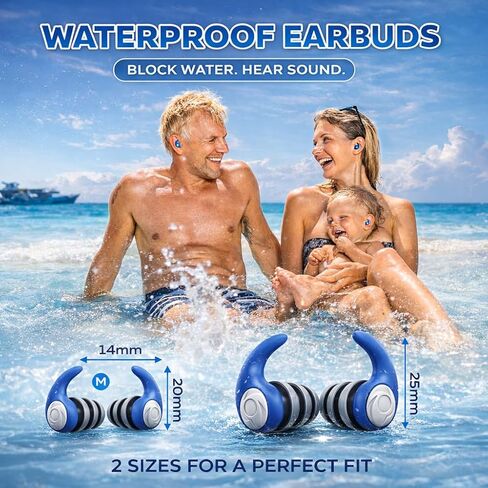 Waterproof Swimming Ear Plugs for Adults - 3 Pairs of Reusable Soft Silicone Swim Earplugs,Perfect for Surfing, Diving,Pool,Showering and Other Water Sports - Keep Water Out and Ear Protection in Saudi Arabia