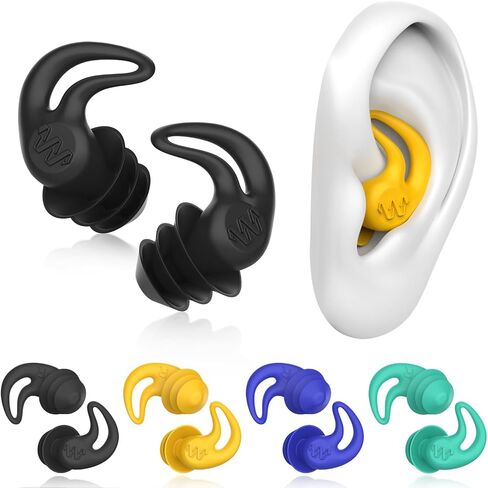 Waterproof Ear Plugs for Swimming Adults - 4 Pairs Reusable Silicone Ear Plugs for Women & Men, Keep Ear Water Out Swimming, Showering, Bathing, Surfing, Water Sports in Kuwait