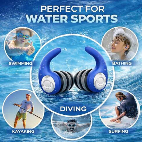 Waterproof Swimming Ear Plugs for Adults - 3 Pairs of Reusable Soft Silicone Swim Earplugs,Perfect for Surfing, Diving,Pool,Showering and Other Water Sports - Keep Water Out and Ear Protection in Saudi Arabia
