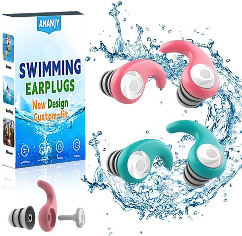 Waterproof Swimming Ear Plugs for Adults - 3 Pairs of Reusable Soft Silicone Swim Earplugs,Perfect for Surfing, Diving,Pool,Showering and Other Water Sports - Keep Water Out and Ear Protection in Kuwait