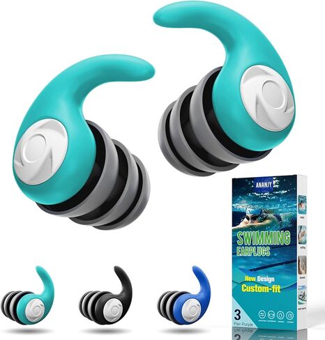 Waterproof Swimming Ear Plugs for Adults - 3 Pairs of Reusable Soft Silicone Swim Earplugs,Perfect for Surfing, Diving,Pool,Showering and Other Water Sports - Keep Water Out and Ear Protection in Saudi Arabia