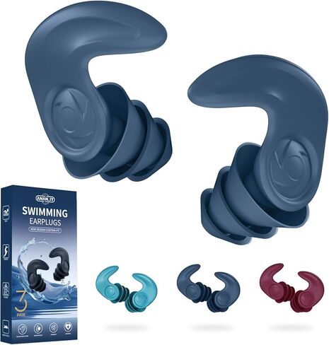 Waterproof Swimming Ear Plugs for Adults - 3 Pairs of Reusable Soft Silicone Swim Earplugs,Perfect for Surfing, Diving,Pool,Showering and Other Water Sports - Keep Water Out and Ear Protection in Saudi Arabia