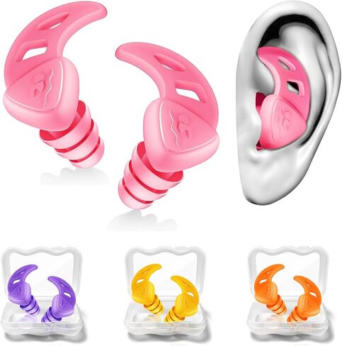Waterproof Swimming Ear Plugs for Adults - 3 Pairs of Reusable Soft Silicone Swim Earplugs,Perfect for Surfing, Diving,Pool,Showering and Other Water Sports - Keep Water Out and Ear Protection in Saudi Arabia