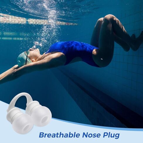 Breathable Swimming Nose Plug, 6 Sizes for Perfect Custom Fit, with Storage Case and Anti-Loss Safety Cord, for Teenager and Adults with Small Nostrils in Kuwait