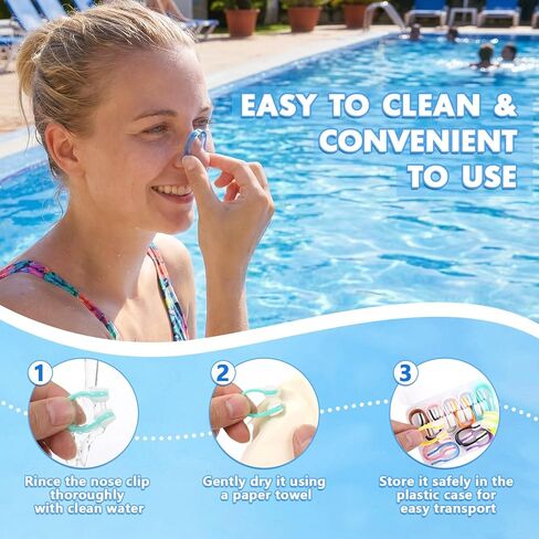 Pengxiaomei 15Pcs Swimming Nose Clips, Nose Plugs for Swimming with Waterproof Silica Gel for Kids (Age 7+) and Adults, Bright Colors in Kuwait
