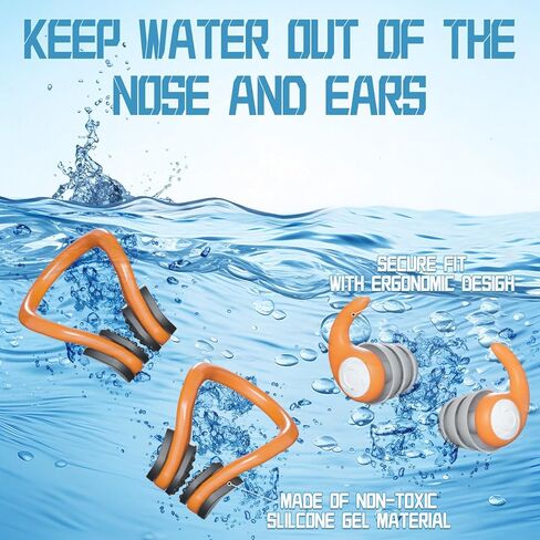 Swimming Nose Clip Ear Plugs - 9 Packs Silicone Swim Nose Plugs with Earplugs for Kids,Waterproof Pool Nose Plug for Diving Surfing and Other Water Sports with Storage Box,Multi-Color in Kuwait