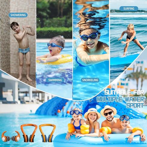 Swimming Nose Clip Ear Plugs - 9 Packs Silicone Swim Nose Plugs with Earplugs for Kids,Waterproof Pool Nose Plug for Diving Surfing and Other Water Sports with Storage Box,Multi-Color in Kuwait