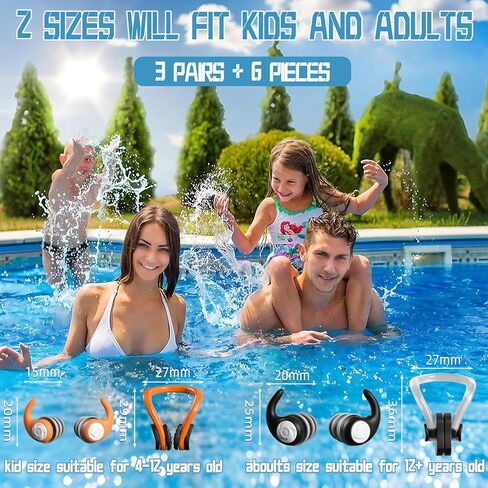 Swimming Nose Clip Ear Plugs - 9 Packs Silicone Swim Nose Plugs with Earplugs for Kids,Waterproof Pool Nose Plug for Diving Surfing and Other Water Sports with Storage Box,Multi-Color in Kuwait