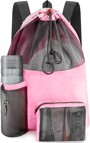 حقيبة شاطئ شبكية للسباحة، حقائب رياضية مقاومة للماء للنساء والرجال، حقيبة كبيرة لحمام السباحة وحقيبة ظهر برباط in Kuwait