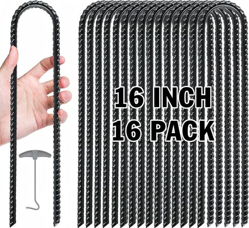 حصص ترامبولين Gtongoko، ملحقات الترامبولين، أوتاد أرضية شديدة التحمل مع خطاف على شكل حرف T، مرساة أرضية، أوتاد حديد التسليح، مرساة خيمة الرياح العالية، فولاذ مجلفن، على شكل حرف U، أسود in Kuwait