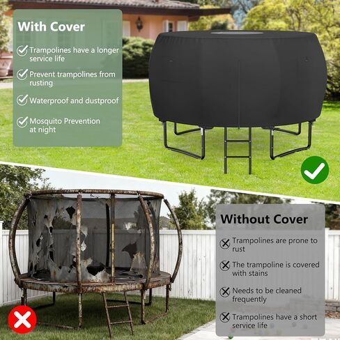 COSHNIBI Outdoor Round Trampoline Cover,Trampoline Tent 12FT Suitable for 8 Curved Pole Round Trampoline, Black(Cover Only) in Saudi Arabia