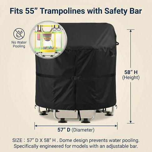 غطاء ترامبولين مقاس 55 بوصة، غطاء ترامبولين دائري مقاوم للماء للأطفال، حماية من الطقس ضد الرياح، مضاد للتجميع، مقاوم للأشعة فوق البنفسجية 420D أكسفورد in Kuwait