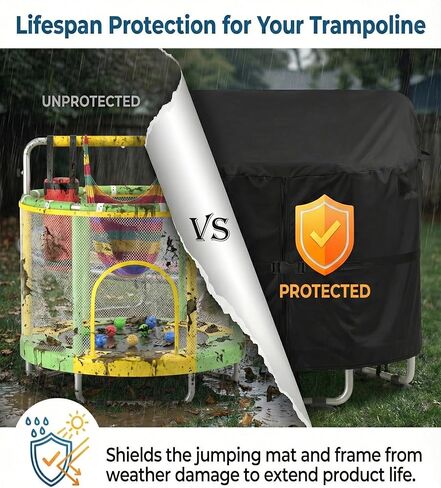 غطاء ترامبولين مقاس 55 بوصة، غطاء ترامبولين دائري مقاوم للماء للأطفال، حماية من الطقس ضد الرياح، مضاد للتجميع، مقاوم للأشعة فوق البنفسجية 420D أكسفورد in Kuwait