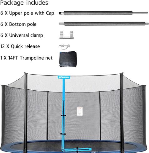 عمود إغلاق بديل للترامبولين من Zoomster مع شبكة إغلاق ترامبولين بطول 14 قدمًا، مناسب للترامبولين المستدير مع 6 أقطاب (لا حاجة لأي أداة. يمكن تجميعها من قبل شخص بالغ واحد فقط) in Kuwait