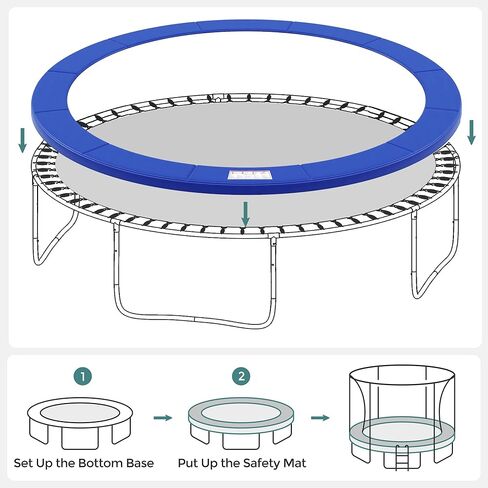 SONGMICS Replacement Trampoline Safety Pad Mat, 10ft 12ft 14ft 15ft Standard Size, Spring Cover, UV-Resistant, Tear-Resistant, Edge Protection in Saudi Arabia