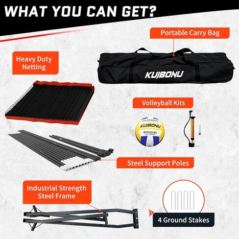 Volleyball Training Net System, Volleyball Training Equipment with Freely Height-Adjustable for Backyard, Volleyball Practice Net for Serving Setting Spiking, Includes Ball Kit and Carry Bag in Saudi Arabia