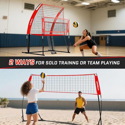 Volleyball Training Net System, Volleyball Training Equipment with Freely Height-Adjustable for Backyard, Volleyball Practice Net for Serving Setting Spiking, Includes Ball Kit and Carry Bag in Saudi Arabia