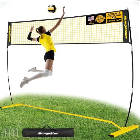 MangoStar Volleyball Net, 12FT Portable Volleyball Net for Backyard Beach, Adjustable Height, Freestanding Volleyball Net with Carry Bag for Indoor&Outdoor, Professional Net for Hitting&Serving in Kuwait