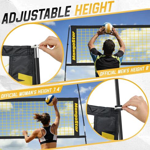 MangoStar Volleyball Net, 12FT Portable Volleyball Net for Backyard Beach, Adjustable Height, Freestanding Volleyball Net with Carry Bag for Indoor&Outdoor, Professional Net for Hitting&Serving in Kuwait