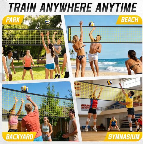 MangoStar Volleyball Net, 12FT Portable Volleyball Net for Backyard Beach, Adjustable Height, Freestanding Volleyball Net with Carry Bag for Indoor&Outdoor, Professional Net for Hitting&Serving in Kuwait