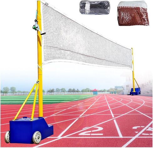 Volleyball/Badminton Poles, Mobile Badminton Net Bracket with Wheel & Heavy Base, Adjustable Height Volleyball Net Stand for Outdoor Indoor Backyard in Kuwait