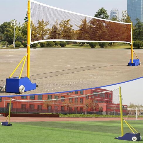 Volleyball/Badminton Poles, Mobile Badminton Net Bracket with Wheel & Heavy Base, Adjustable Height Volleyball Net Stand for Outdoor Indoor Backyard in Kuwait