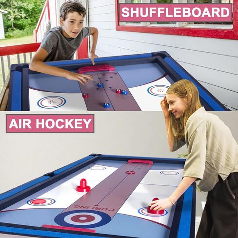 طاولة ألعاب متعددة الوظائف 5 في 1، مجموعة طاولة متعددة الألعاب قابلة للطي مع بينج بونج، بلياردو حمام السباحة، هوكي الهواء، البولينج، ولعبة الشفلبورد للداخل والخارج in Kuwait