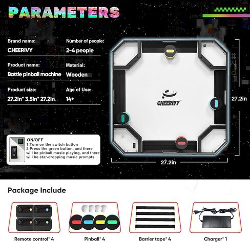 Cheerivy Game Air Hockey 4 Player، Hyperlaps.10 Game 4 لاعبين أركيد للألعاب المنزلية، طاولات Hyperlaps.io للبالغين مع نظام النقاط، ألعاب طاولة ممتعة للتجمعات العائلية in Saudi Arabia