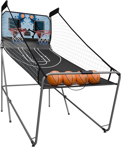 مجموعة ألعاب كرة السلة الداخلية القابلة للطي، مجموعة ألعاب كرة السلة مزدوجة الطلقة للاعبين مع 4 كرات مضخة تضخم لوحة النتائج LED الإلكترونية (ذهبي أسود) in Kuwait
