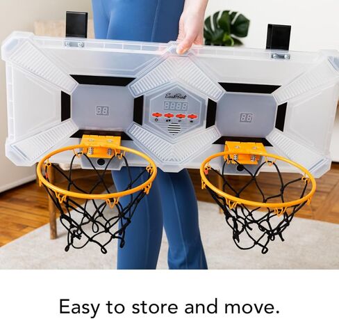 حلقة كرة سلة صغيرة من إيست بوينت - متعددة الألوان، عبوة من قطعة واحدة - منافسات داخلية وألعاب كرة السلة وجهاً لوجه - مصابيح LED مضيئة وحلقة داخلية - تصميم مدمج وألعاب في الطابق السفلي in Kuwait