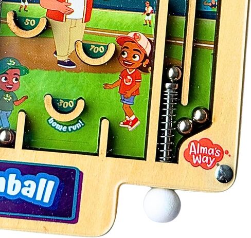 لعبة الكرة والدبابيس الخشبية من Upbounders® Alma's Way™ Baseball-Béisbol، لعبة سفر محمولة باليد للأطفال من عمر 3 سنوات فما فوق، موضوع رياضي ثنائي اللغة in Kuwait