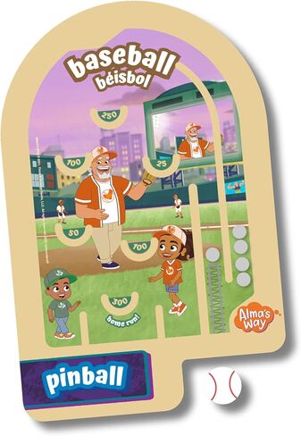 لعبة الكرة والدبابيس الخشبية من Upbounders® Alma's Way™ Baseball-Béisbol، لعبة سفر محمولة باليد للأطفال من عمر 3 سنوات فما فوق، موضوع رياضي ثنائي اللغة in Kuwait