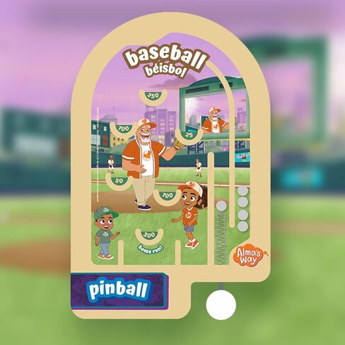 لعبة الكرة والدبابيس الخشبية من Upbounders® Alma's Way™ Baseball-Béisbol، لعبة سفر محمولة باليد للأطفال من عمر 3 سنوات فما فوق، موضوع رياضي ثنائي اللغة in Kuwait