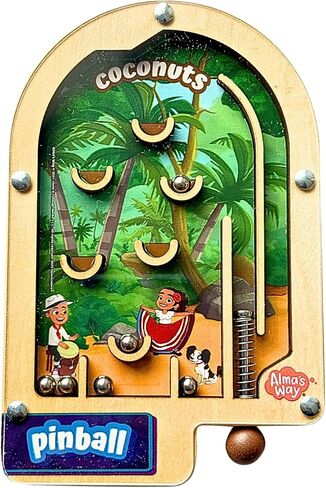 Upbounders® Alma's Way™ لعبة الكرة والدبابيس الخشبية بجوز الهند - لعبة الكرة والدبابيس المحمولة للسفر للأطفال بعمر 3 سنوات فما فوق - لعبة مغامرة الجزيرة بدون شاشة in Kuwait