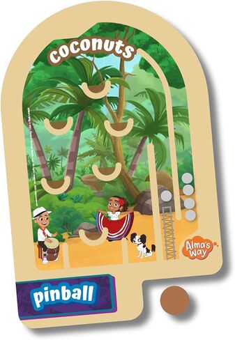 Upbounders® Alma's Way™ لعبة الكرة والدبابيس الخشبية بجوز الهند - لعبة الكرة والدبابيس المحمولة للسفر للأطفال بعمر 3 سنوات فما فوق - لعبة مغامرة الجزيرة بدون شاشة in Kuwait