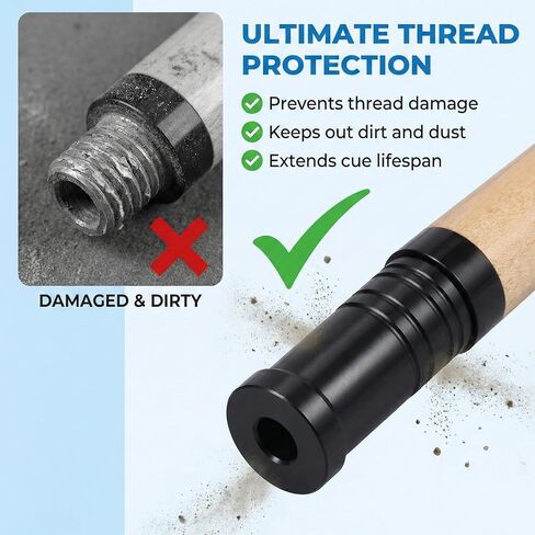 Pool Cue Joint Protector 2 PCS 5/16 x 18 Billiard Cue Joint Protector Black Stick Joint-Protector for Players Pool Billiard Cues in Kuwait