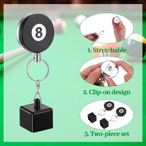 2 Pcs Chalk Holder Pool Billiards - Retractable Cue Chalk Holder Pool with Belt Clip - Snooker Billiards Accessories in Kuwait