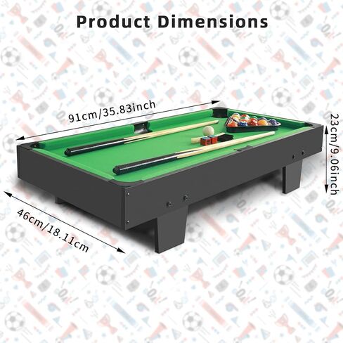 36 inch Mini Pool Table, Portable Pool Arcade Game Table for Living Room, Equipped with Cue Sticks, Chalk, Brush and Tripod, Perfect for Home Entertainment in Saudi Arabia