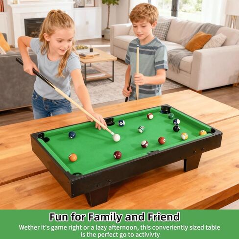 36 inch Mini Pool Table, Portable Pool Arcade Game Table for Living Room, Equipped with Cue Sticks, Chalk, Brush and Tripod, Perfect for Home Entertainment in Saudi Arabia