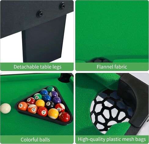 36 inch Mini Pool Table, Portable Pool Arcade Game Table for Living Room, Equipped with Cue Sticks, Chalk, Brush and Tripod, Perfect for Home Entertainment in Saudi Arabia