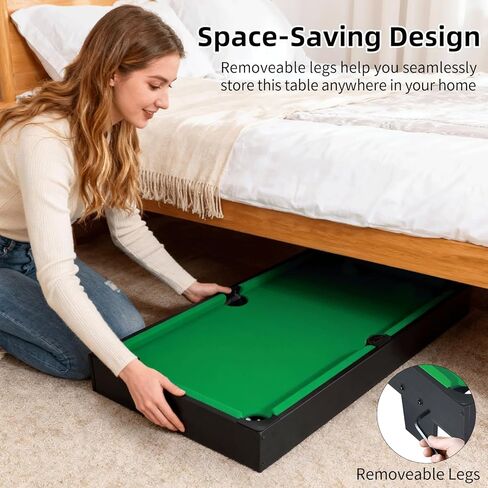 36 inch Mini Pool Table, Portable Pool Arcade Game Table for Living Room, Equipped with Cue Sticks, Chalk, Brush and Tripod, Perfect for Home Entertainment in Saudi Arabia