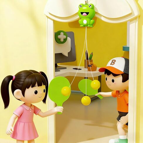 لعبة بينج بونج للباب الكرتوني فوق الباب، مدرب بينج بونج للعبة المدخل قابل للتعديل، مجموعة أدوات بينج بونج للمبتدئين، مجموعة تمارين تنس الطاولة المحمولة مع مضاربين و5 كرات in Kuwait