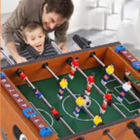 Table Football, 13.5'' Mini Foosball Table Soccer Tabletop Football w/ 2 Footballs and Soccer Keepers, Wooden Tabletop Foosball Game Accessories for Family Play Indoor & Outdoor in Kuwait