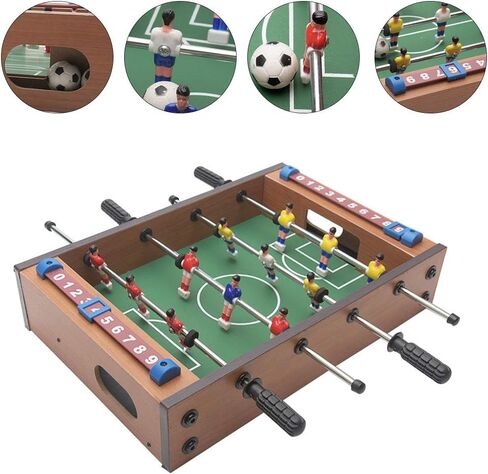 Table Football, 13.5'' Mini Foosball Table Soccer Tabletop Football w/ 2 Footballs and Soccer Keepers, Wooden Tabletop Foosball Game Accessories for Family Play Indoor & Outdoor in Kuwait