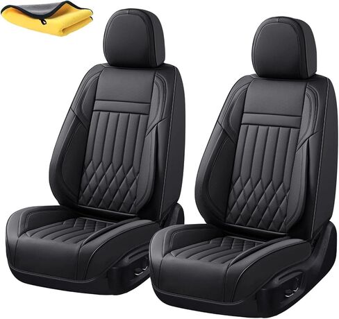 KEYOOG Car Seat Covers Leather Full Set Universal 5-Seater Waterproof Breathable Nappa, Compatible with Honda Civic, Toyota Camry Corolla, Nissan Rogue Sentra, Fit for Front Rear Seats Most Sedans SUV in Kuwait