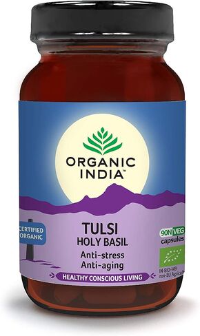 كبسولات ريحان التولسي الهندي العضوي - مستخلص الريحان المقدس - مكمل أوراق الريحان المقدس، مكمل عشبي، دعم المناعة، تخفيف التوتر، نباتي، خالي من الغلوتين، كوشير، عضوي، غير معدل وراثيًا - 180 كبسولة in Kuwait